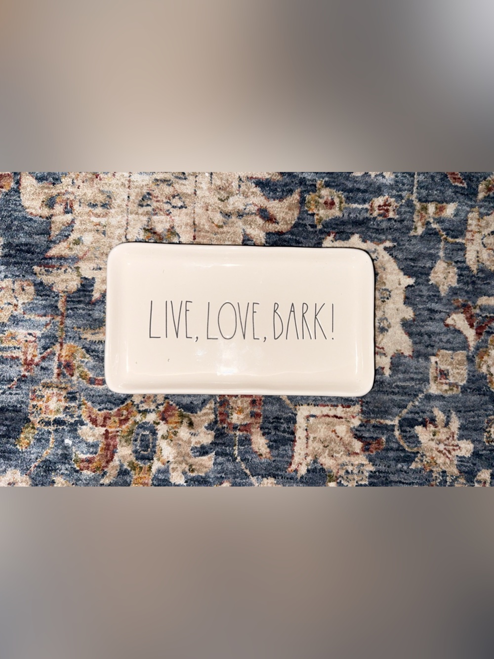 RAE DUNN ‘Live, Love, Bark!’ Ceramic Dog Pet Tray White Platter